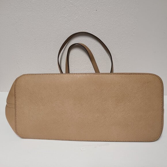 Michael Kors Large Jet Set Saffiano Leather Tote Handbag Purse Brown Top Zip - Picture 8 of 9